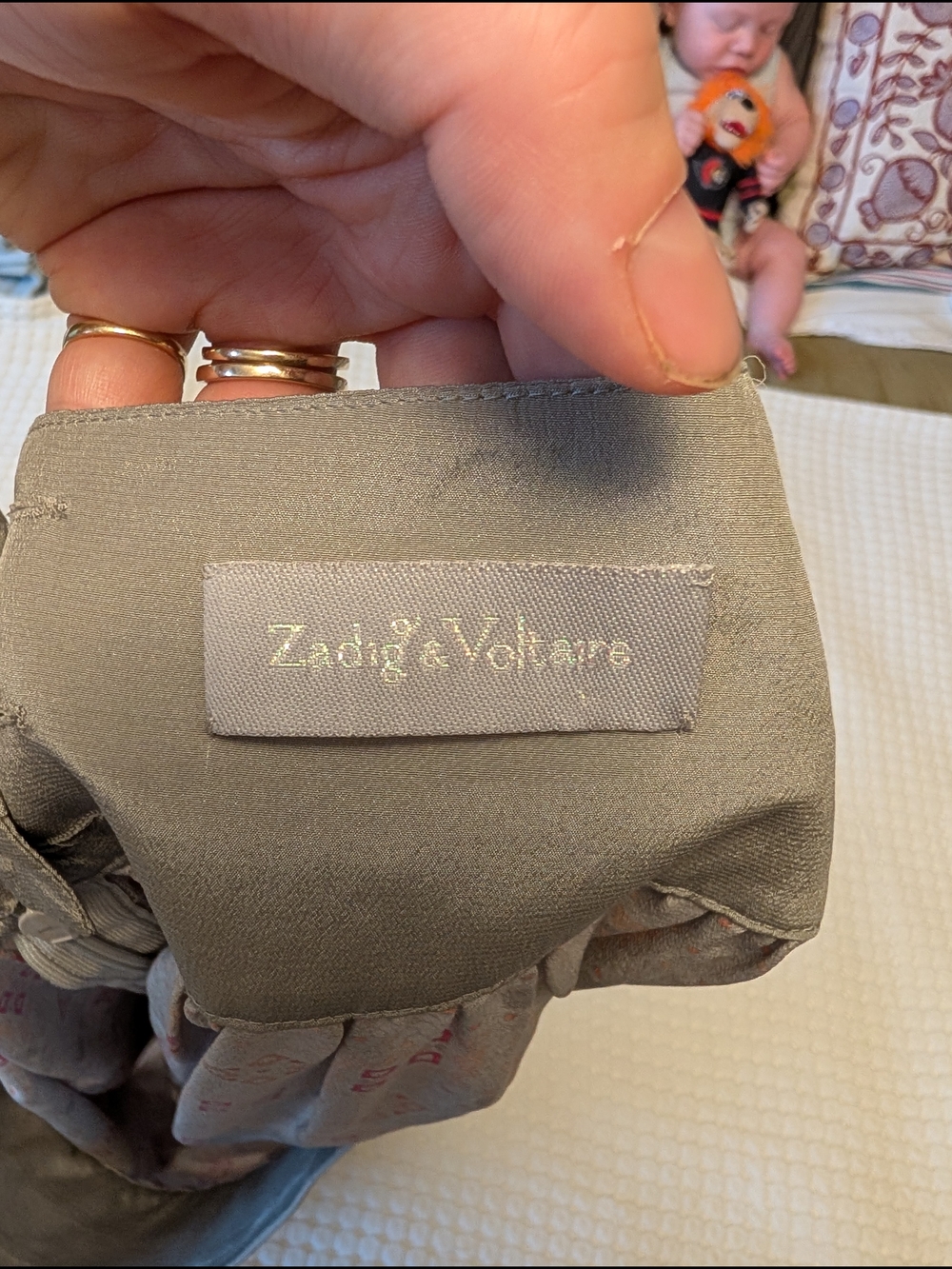 Zadig & Voltaire100% Silk Flowy Mini Skirt, Grey With Lace Detail Size EU40 - Picture 3 of 4
